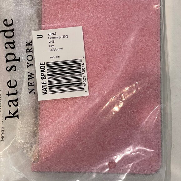 Kate Spade Lucy L-zip Wristlet w/strap /wallet, pink Leather New - Picture 9 of 11